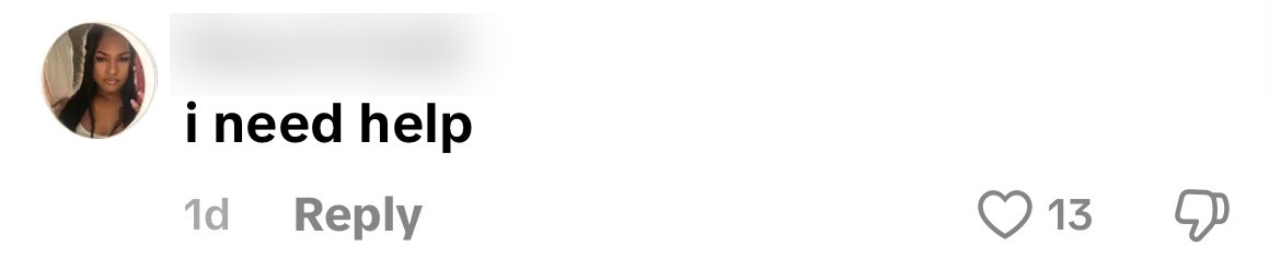 Comment: i need help. Username blurred.